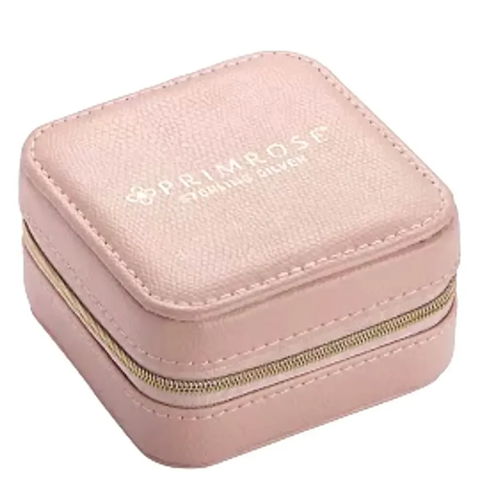 NEW Travel JEWELRY BOX Primrose Faux Leather Zippered Pink Case Rings Earrings +